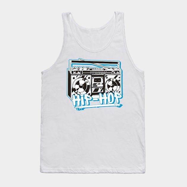 Hip Hop Rap Retro Music 80s and 90s Ghettoblaster Gift Tank Top by Gufbox